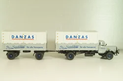 Bussing 8000 truck with trailer "Danzas" 1950 #2, grey, 06253, Schuco 1:43
