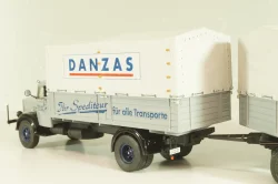 Bussing 8000 truck with trailer "Danzas" 1950 #2, grey, 06253, Schuco 1:43