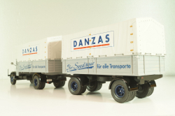 Bussing 8000 truck with trailer "Danzas" 1950 #2, grey, 06253, Schuco 1:43