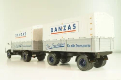 Bussing 8000 truck with trailer "Danzas" 1950 #2, grey, 06253, Schuco 1:43