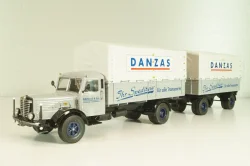 Bussing 8000 truck with trailer "Danzas" 1950 #2, grey, 06253, Schuco 1:43