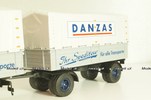 Bussing 8000 truck with trailer "Danzas" 1950 #2, grey, 06253, Schuco 1:43