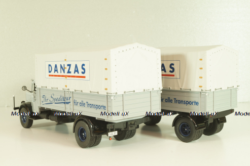 Bussing 8000 truck with trailer "Danzas" 1950 #2, grey, 06253, Schuco 1:43
