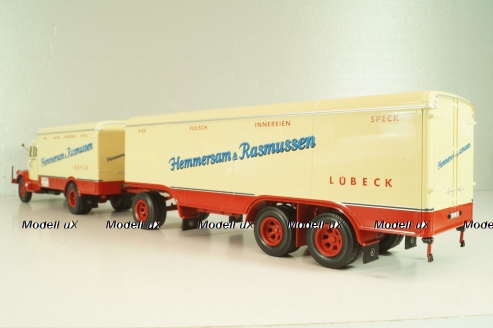 Krupp Titan with trailer "Hemmersam & Rasmussen" Lubeck, cream/red,  Minichamps 1:43