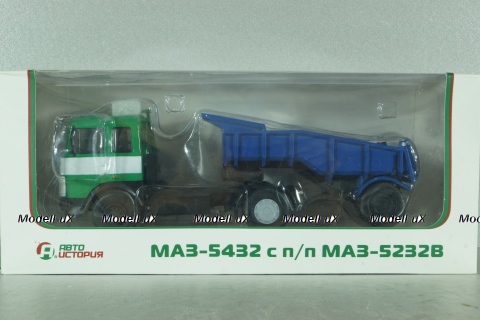 Маз-5432 с п/прицепом самосвалом Маз-5232В зелений/синій,Deagostini + АвтоИстория 1:43
