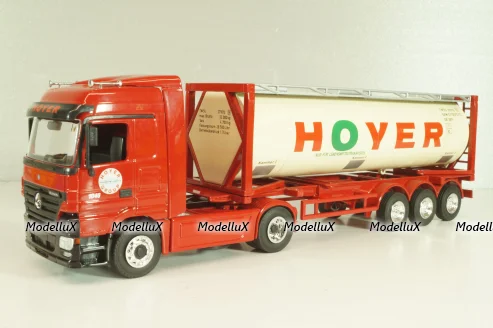 Mercedes-Benz Actros 1846 tractor with semi trailer tankwechsel system "Hoyer", red/white, 564/02, NZG 1:43