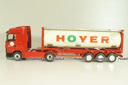 Mercedes-Benz Actros 1846 tractor with semi trailer tankwechsel system "Hoyer", red/white, 564/02, NZG 1:43