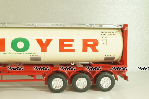 Mercedes-Benz Actros 1846 tractor with semi trailer tankwechsel system "Hoyer", red/white, 564/02, NZG 1:43