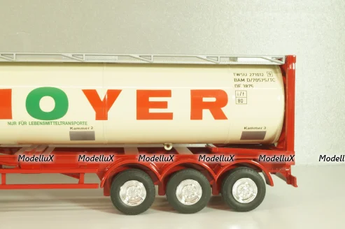 Mercedes-Benz Actros 1846 tractor with semi trailer tankwechsel system "Hoyer", red/white, 564/02, NZG 1:43