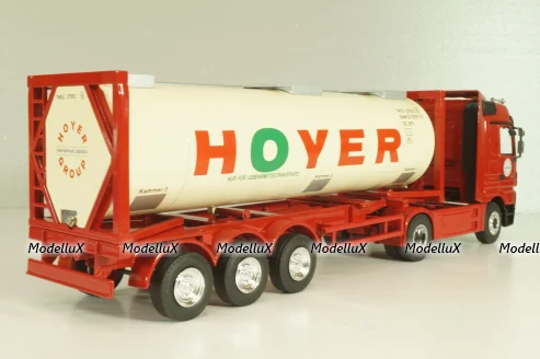 Mercedes-Benz Actros 1846 tractor with semi trailer tankwechsel system "Hoyer", red/white, 564/02, NZG 1:43