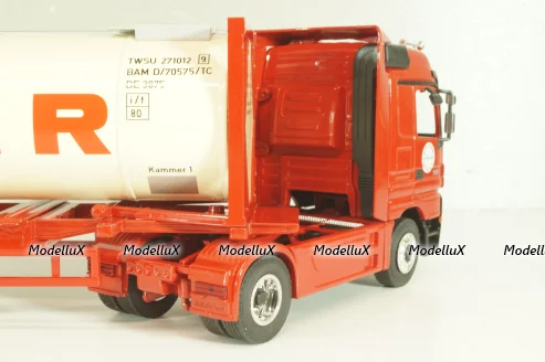 Mercedes-Benz Actros 1846 tractor with semi trailer tankwechsel system "Hoyer", red/white, 564/02, NZG 1:43