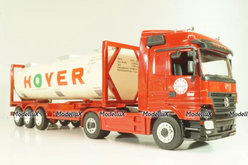 Mercedes-Benz Actros 1846 tractor with semi trailer tankwechsel system "Hoyer", red/white, 564/02, NZG 1:43