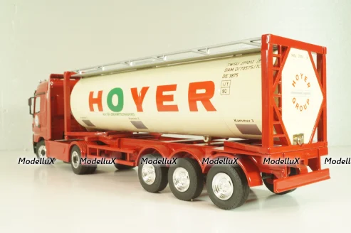 Mercedes-Benz Actros 1846 tractor with semi trailer tankwechsel system "Hoyer", red/white, 564/02, NZG 1:43