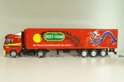 Mercedes-Benz 1844 tractor with semi-trailer "Suzi-Wan" 1991, red, Semi-remorques D'exception #63, Altaya 1:43