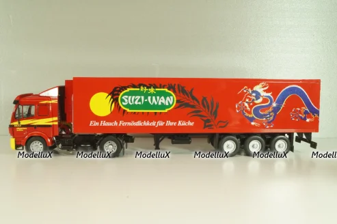 Mercedes-Benz 1844 tractor with semi-trailer "Suzi-Wan" 1991, red, Semi-remorques D'exception #63, Altaya 1:43