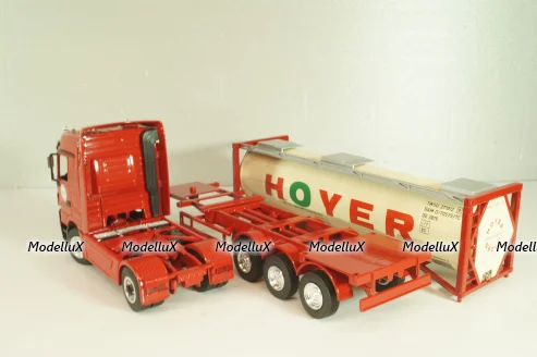 Mercedes-Benz Actros 1846 tractor with semi trailer tankwechsel system "Hoyer", red/white, 564/02, NZG 1:43
