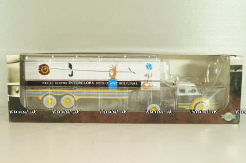 Berliet TLM 10 R tractor with semi-trailer "Interflora" 1953, white/yellow/blue, Semi-remorques D'exception #5, Altaya 1:43