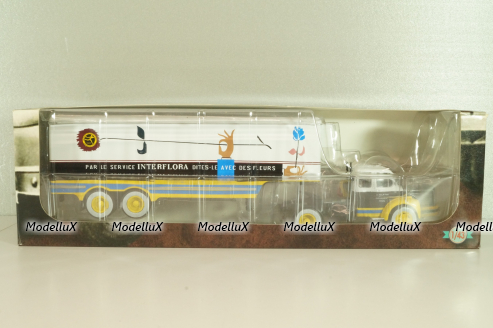 Berliet TLM 10 R tractor with semi-trailer "Interflora" 1953, white/yellow/blue, Semi-remorques D'exception #5, Altaya 1:43