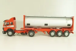 Mercedes-Benz 1748 S  tractor with semi trailer tankwechsel system, red/silver, 317/2, NZG 1:43
