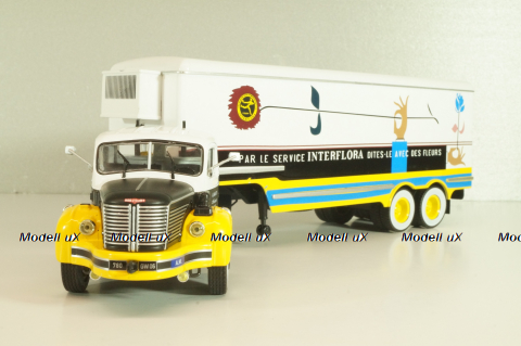 Berliet TLM 10 R tractor with semi-trailer "Interflora" 1953, white/yellow/blue, Semi-remorques D'exception #5, Altaya 1:43