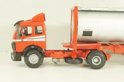 Mercedes-Benz 1748 S  tractor with semi trailer tankwechsel system, red/silver, 317/2, NZG 1:43