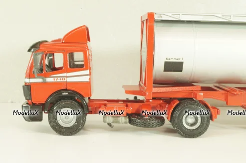 Mercedes-Benz 1748 S  tractor with semi trailer tankwechsel system, red/silver, 317/2, NZG 1:43