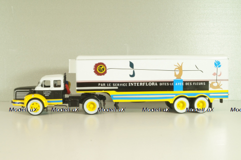 Berliet TLM 10 R tractor with semi-trailer "Interflora" 1953, white/yellow/blue, Semi-remorques D'exception #5, Altaya 1:43