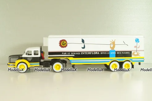 Berliet TLM 10 R tractor with semi-trailer "Interflora" 1953, white/yellow/blue, Semi-remorques D'exception #5, Altaya 1:43