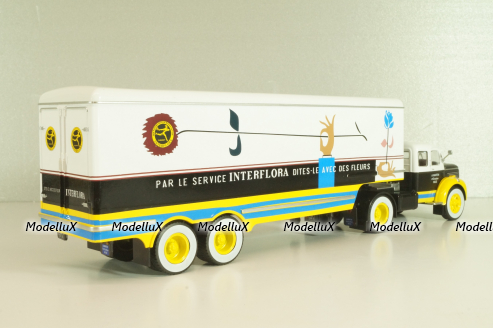 Berliet TLM 10 R tractor with semi-trailer "Interflora" 1953, white/yellow/blue, Semi-remorques D'exception #5, Altaya 1:43