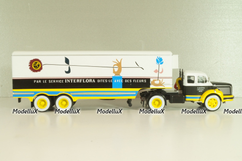 Berliet TLM 10 R tractor with semi-trailer "Interflora" 1953, white/yellow/blue, Semi-remorques D'exception #5, Altaya 1:43