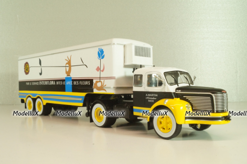 Berliet TLM 10 R tractor with semi-trailer "Interflora" 1953, white/yellow/blue, Semi-remorques D'exception #5, Altaya 1:43