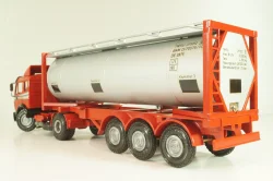 Mercedes-Benz 1748 S  tractor with semi trailer tankwechsel system, red/silver, 317/2, NZG 1:43