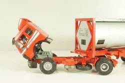 Mercedes-Benz 1748 S  tractor with semi trailer tankwechsel system, red/silver, 317/2, NZG 1:43