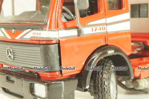 Mercedes-Benz 1748 S  tractor with semi trailer tankwechsel system, red/silver, 317/2, NZG 1:43
