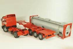Mercedes-Benz 1748 S  tractor with semi trailer tankwechsel system, red/silver, 317/2, NZG 1:43