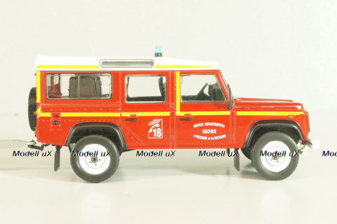 Land Rover Defender with boat on trailer SDIS Indre, Sapeurs-Pompiers №12, Altaya 1:43