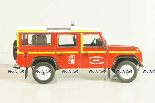 Land Rover Defender with boat on trailer SDIS Indre, Sapeurs-Pompiers №12, Altaya 1:43