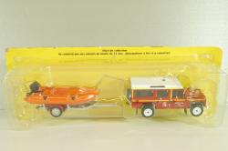 Land Rover Defender with boat on trailer SDIS Indre, Sapeurs-Pompiers №12, Altaya 1:43