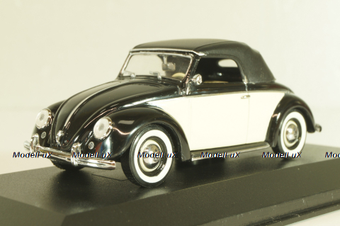 Volkswagen Hebmuller Cabriolet 1950, black/beige, built on VW Beetle (Typ 14), 052140, Minichamps 1:43