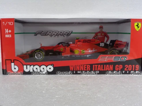 Ferrari SF90 #16 Formula 1, Charles Leclerc Winner Italian GP 2019 Bburago 1:18