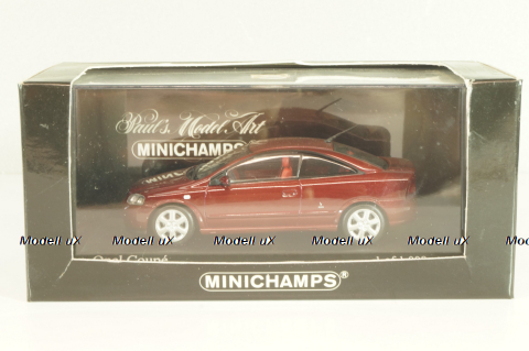 Opel Astra Coupe 2000, dark red, 430049124, Minichamps 1:43