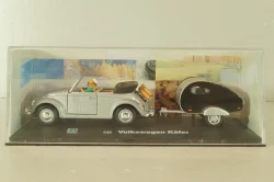 Volkswagen Beeatle with camping trailer and figuren, silver, Cararama 1:43 
