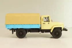 Газ-33081 4х4 бортовой с тентом 1997, бежевый/голубой, Автоистория 1:43  (Модель доработанная)