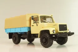 Газ-33081 4х4 бортовой с тентом 1997, бежевый/голубой, Автоистория 1:43  (Модель доработанная)