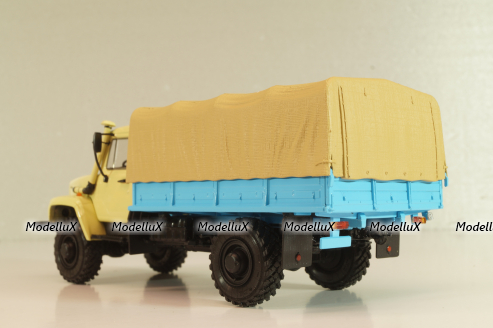 Газ-33081 4х4 бортовой с тентом 1997, бежевый/голубой, Автоистория 1:43  (Модель доработанная)
