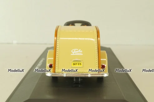 Porsche 356B Cabriolet with camping trailer and figuren, yellow, Cararama 1:43