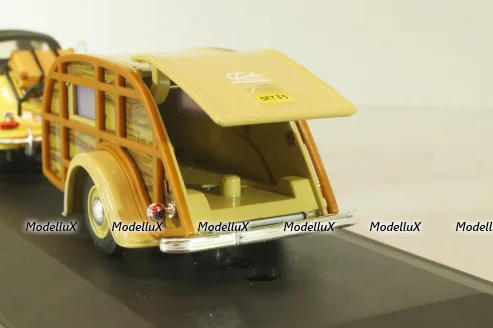 Porsche 356B Cabriolet with camping trailer and figuren, yellow, Cararama 1:43