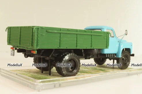 Газ-53-12 бортовой, голубой/зеленый 1983, Автолегенды СССР, Грузовики #15 1:43 ( С доработками!)