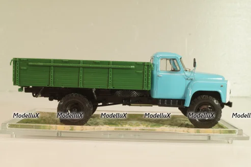 Газ-53-12 бортовой, голубой/зеленый 1983, Автолегенды СССР, Грузовики #15 1:43 ( С доработками!)