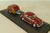 Volkswagen Beeatle with camping trailer, dark red, Cararama 1:43